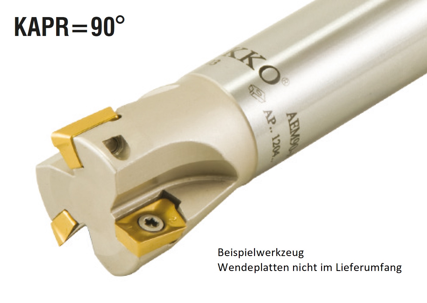 AKKO-Wendeplatten-Schaftfräser ø 17 mm, 90°, kompatibel mit Taegutec AKPT 09T3..
Schaft-ø 16, ohne Innenkühlung, Z=2