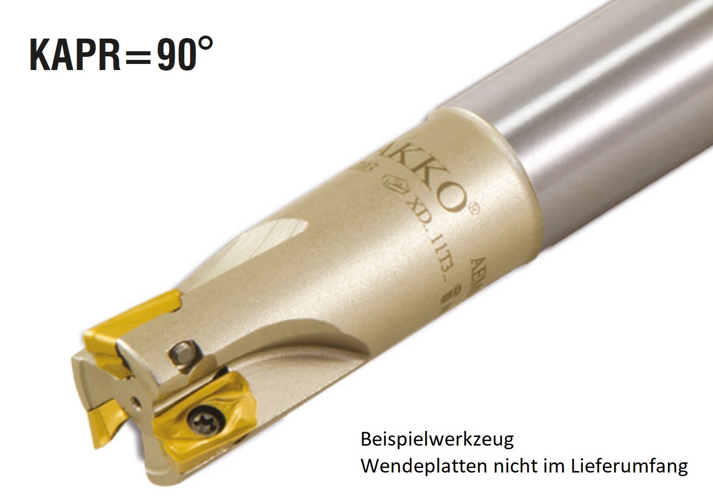 AKKO-Wendeplatten-Schaftfräser ø 16 mm, 90°, kompatibel mit Ceratizit XD.T 11T3..
Schaft-ø 16, ohne Innenkühlung, Z=2