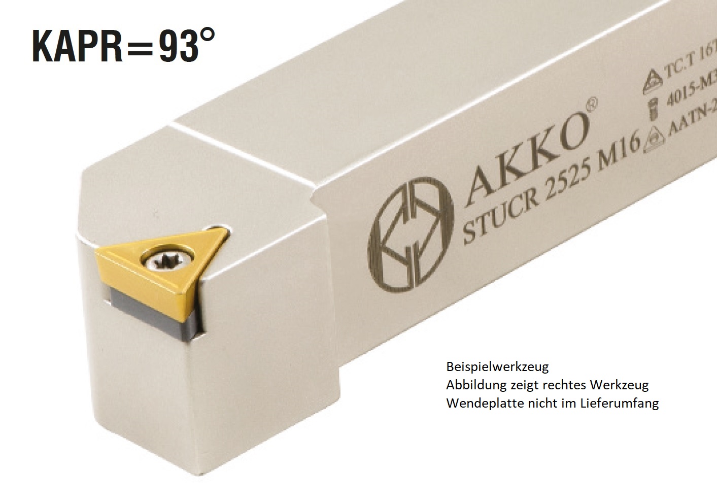 Akko-Außen-Drehhalter 93° für TC.T 1102..
rechts Schaft 12 x 12 mm