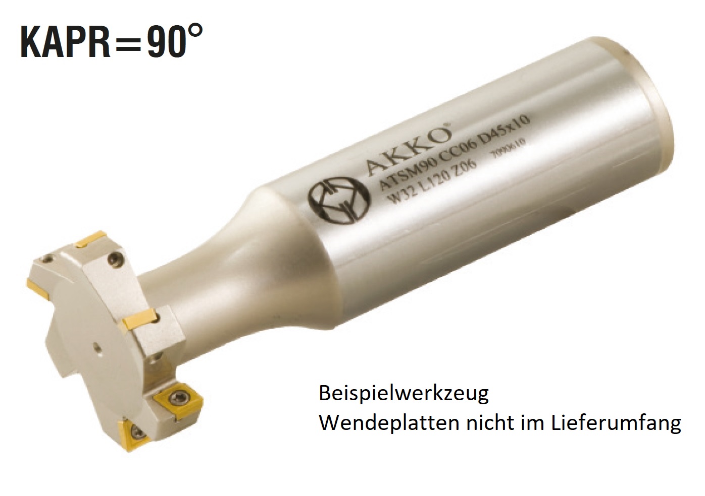 AKKO-T-Nuten-Fräser ø 45 mm, Nuthöhe 10 mm, für ISO-WSP CC.. 0602..
Schaft-ø 32, Z=6 (Z effektiv = 3)