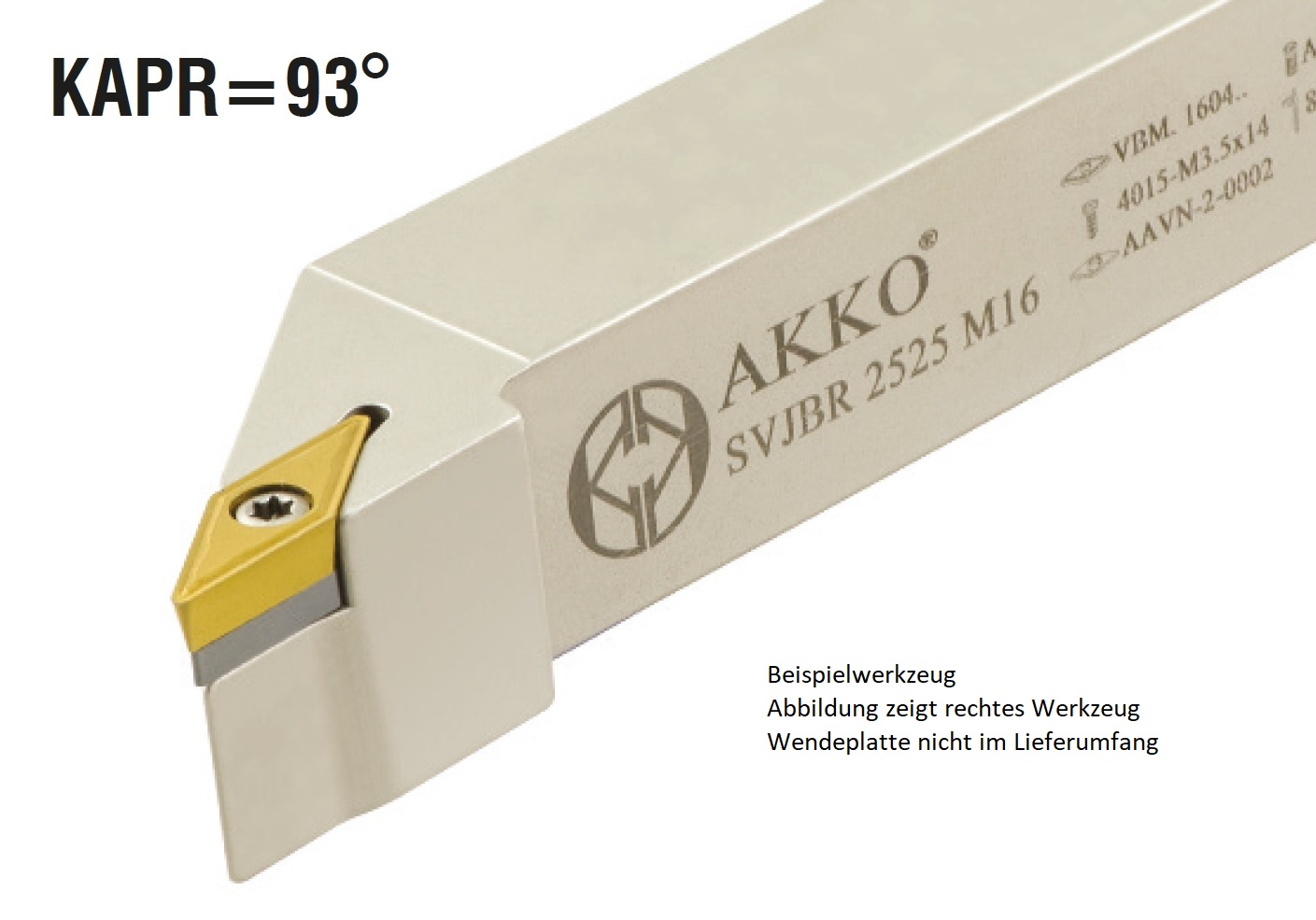 Akko-Außen-Drehhalter 93° für VB.T 1103..
rechts Schaft 12 x 12 mm