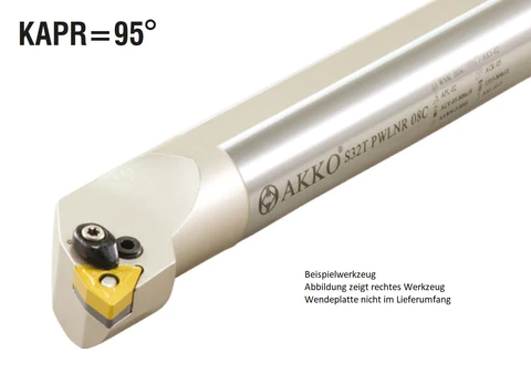 Akko-Bohrstange ø 32 mm für ISO-WSP WNM. 0804..
links, 95° Anstellwinkel, ohne Innenkühlung