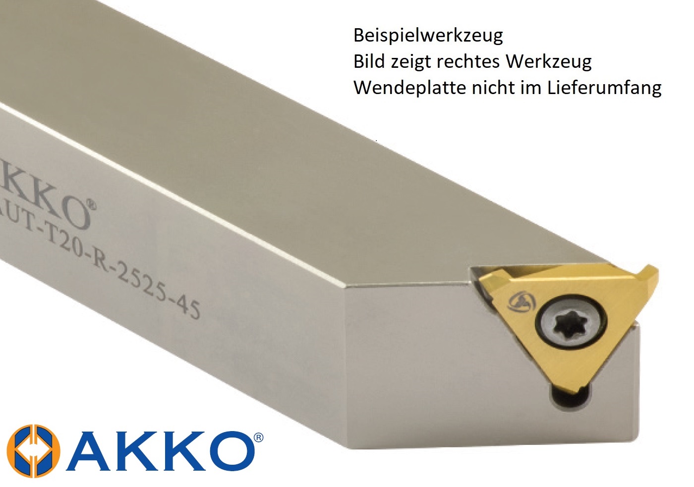 AKKO-Drehhalter für axiale Freistiche 16 mm x 16 mm, kompatibel mit AKKO-Wendeplatte T20… 
Ausführung rechts