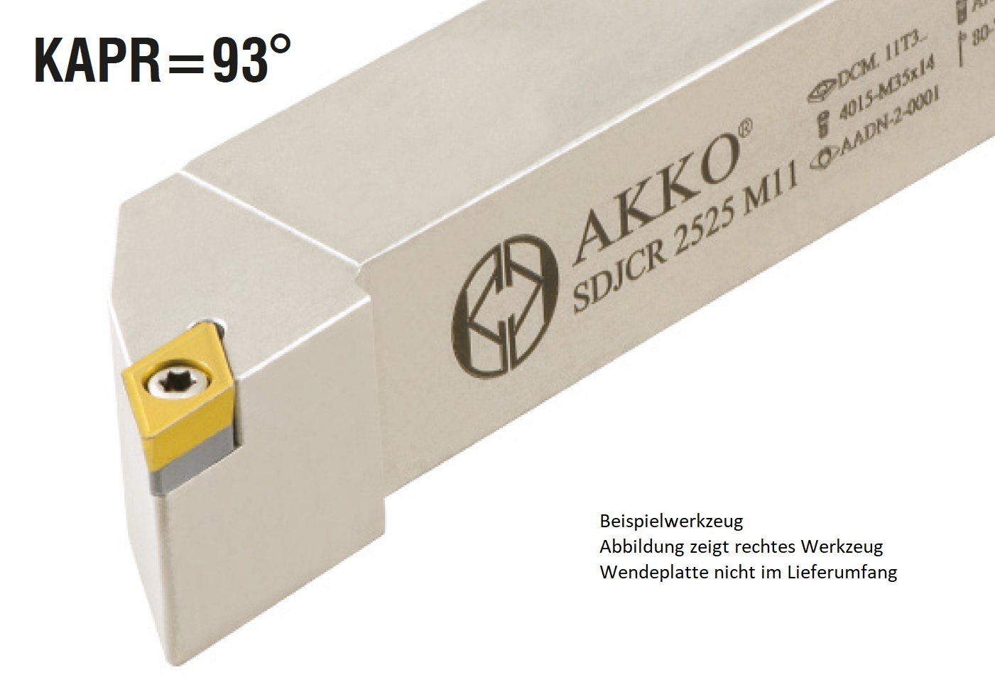 Akko-Außen-Drehhalter 93° für DC.T 0702..
rechts Schaft 10 x 10 mm