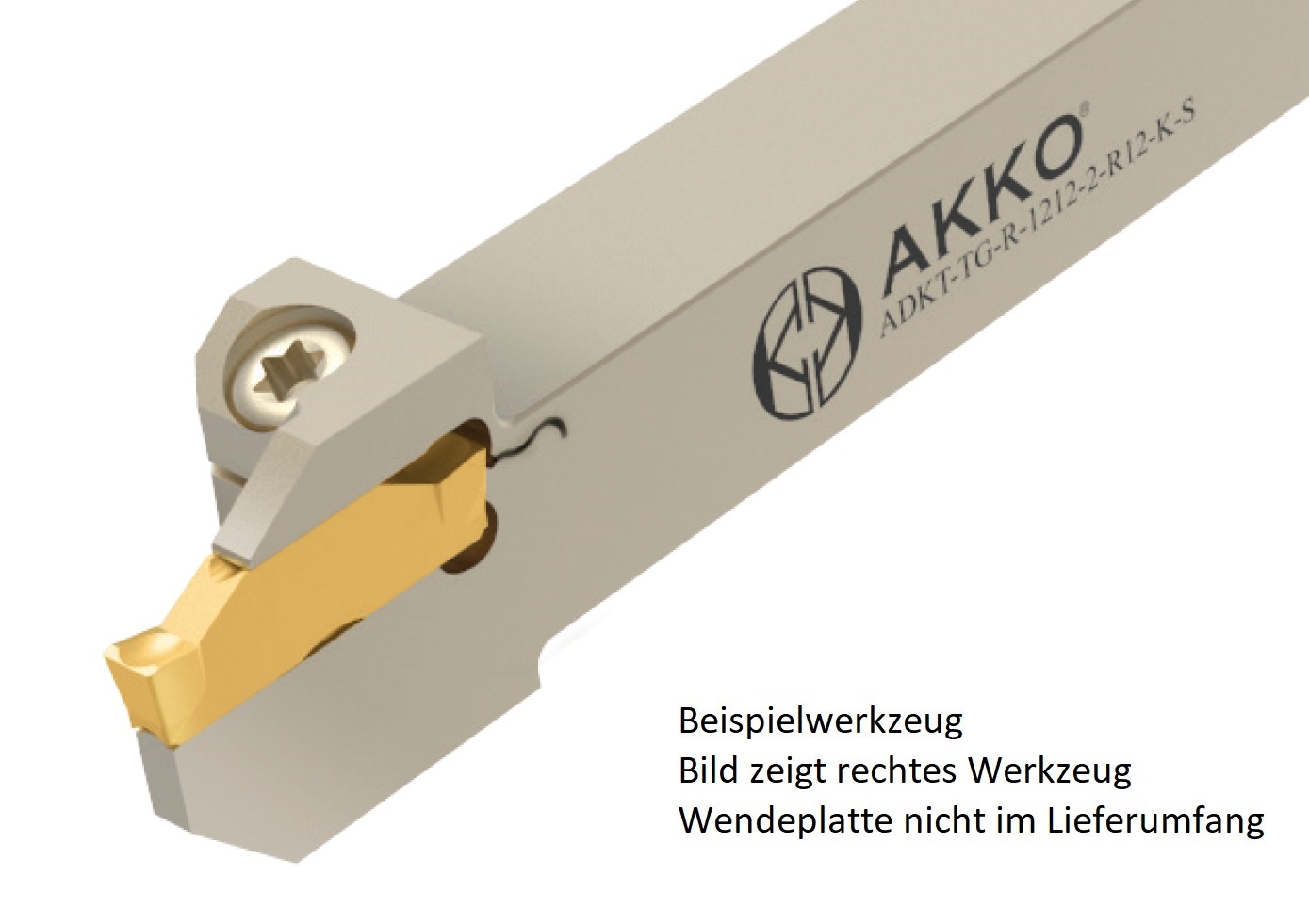 AKKO-Außen-Stechhalter, kompatibel mit Tungaloy-Stechplatte DGM2-020
rechts, Schaft 12 x 12 mm, für Langdrehautomaten (Swiss-Type)