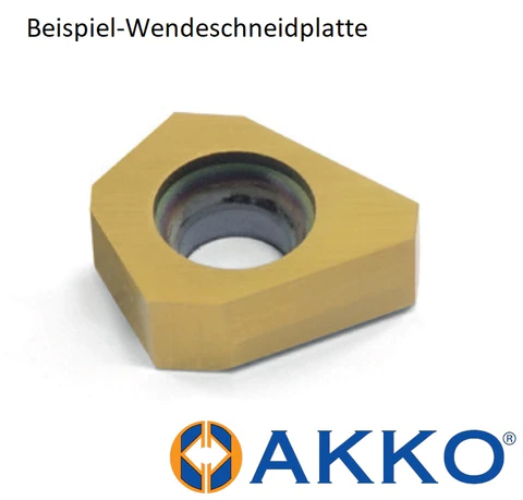 AKKO-Wendeplatte für Keilnutenfertigung, Nutbreite CW =  1.5 mm 
DMIN = 17mm, Hartmetallsorte VP3001