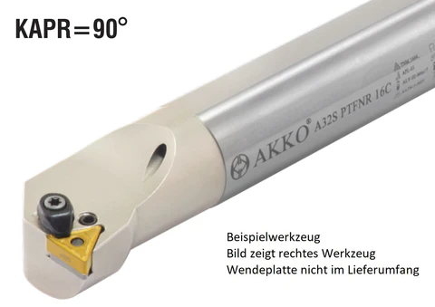 Akko-Bohrstange ø 25 mm für ISO-WSP TNM. 1604..
links, 90° Anstellwinkel, mit Innenkühlung