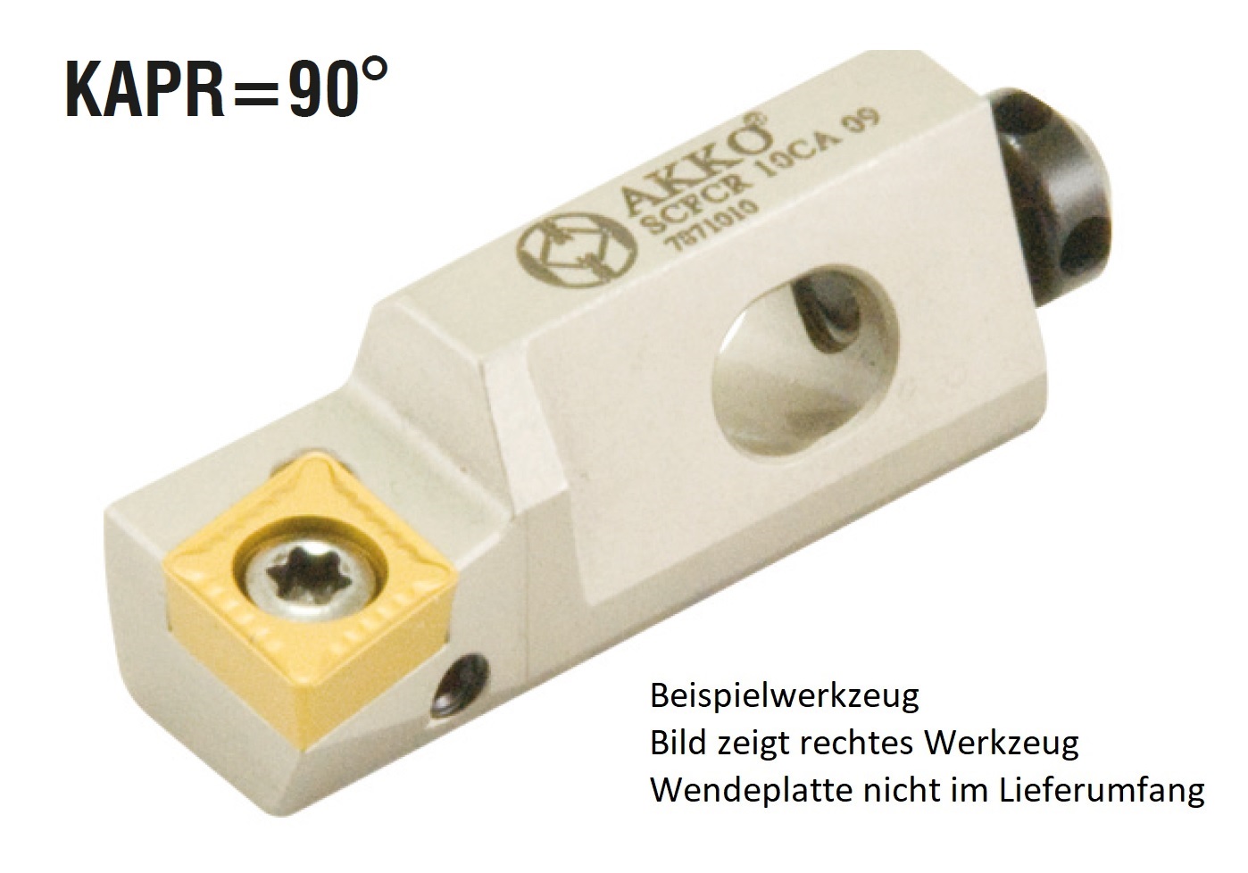 AKKO-Kurzdrehhalter für ISO-WSP CC.T 09T308
rechts, 90° Anstellwinkel