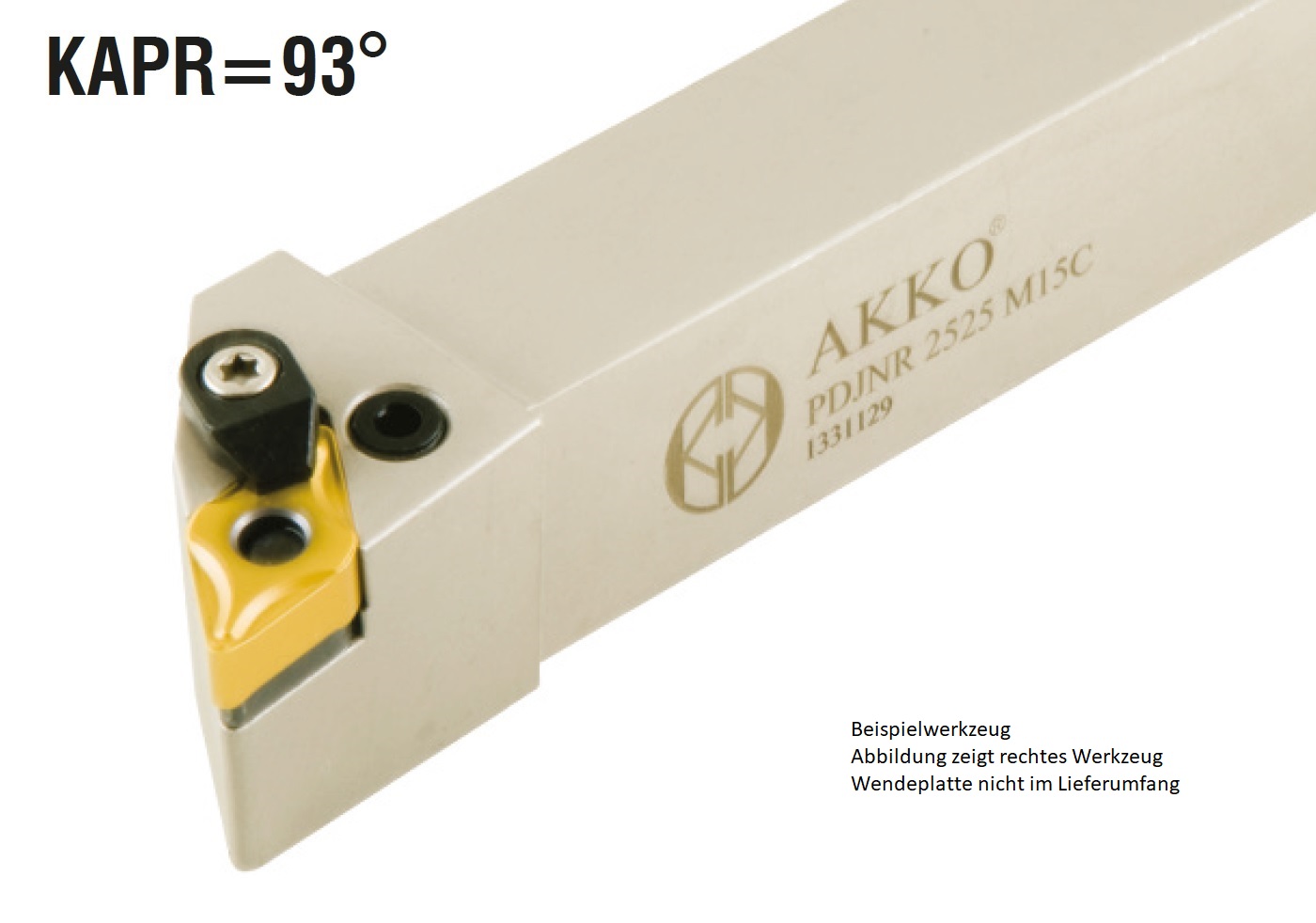 Akko-Außen-Drehhalter 93° für DNM. 1506..
rechts Schaft 32 x 32 mm