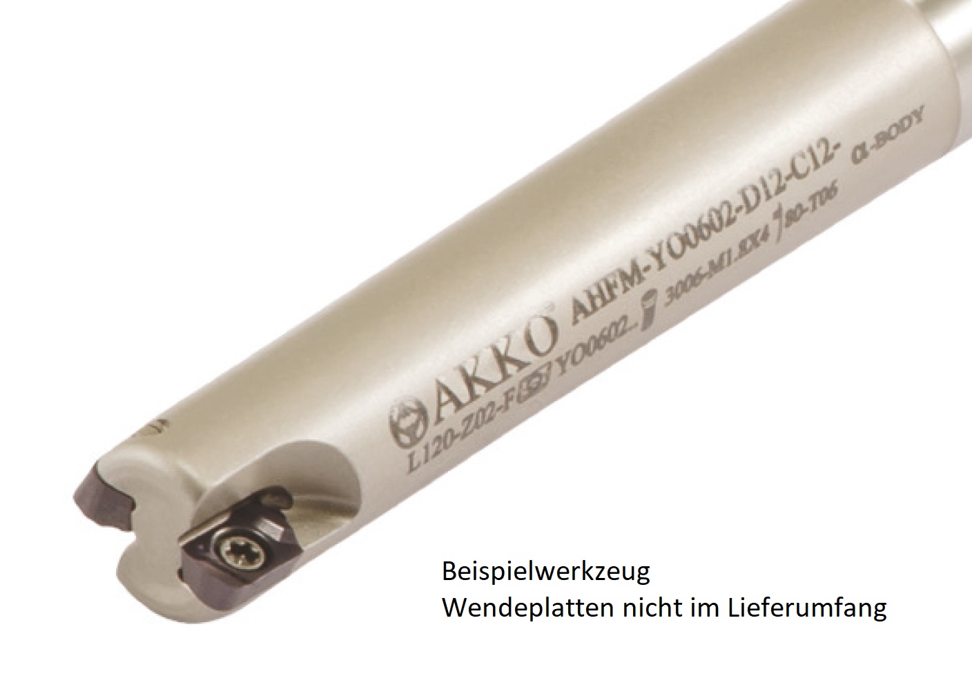 AKKO-Hochvorschub-Schaftfräser ø 12 mm, 90°, kompatibel mit Dijet YOHW 0602....
Schaft-ø 12, mit Innenkühlung, Z=2