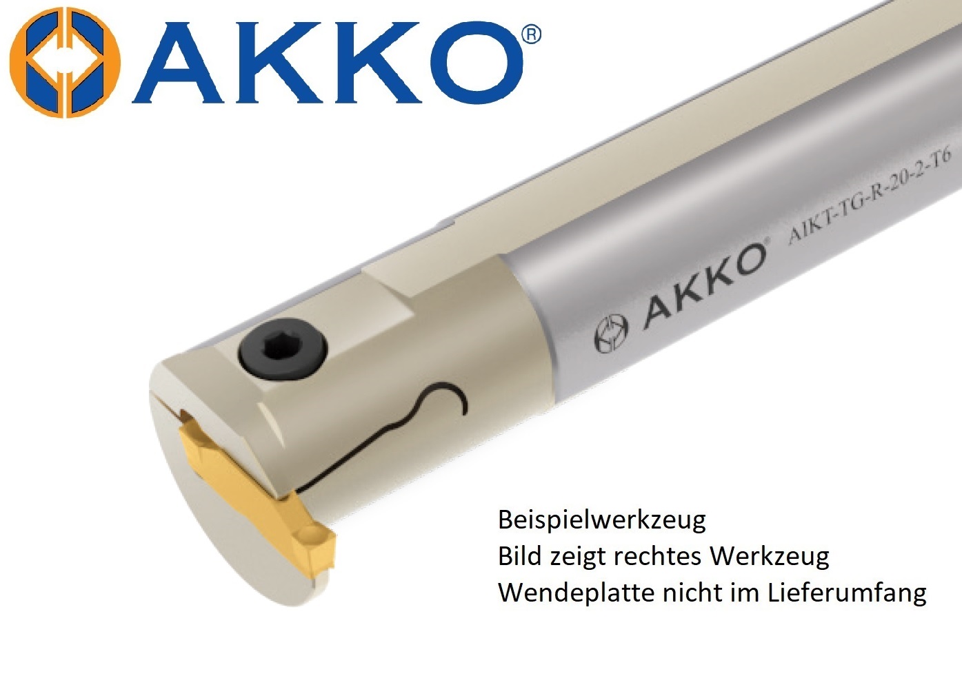 AKKO-Innen-Stechhalter, kompatibel mit Tungaloy-Stechplatte DGIM2-020
Schaft-ø 20, ohne Innenkühlung, rechts