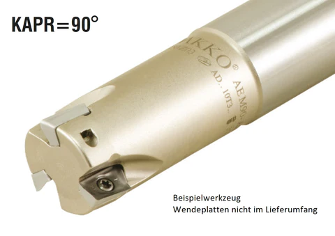 AKKO-Wendeplatten-Schaftfräser ø 25 mm, 90°, kompatibel mit Walter ADMT 10T3..
Schaft-ø 25, ohne Innenkühlung, Z=3