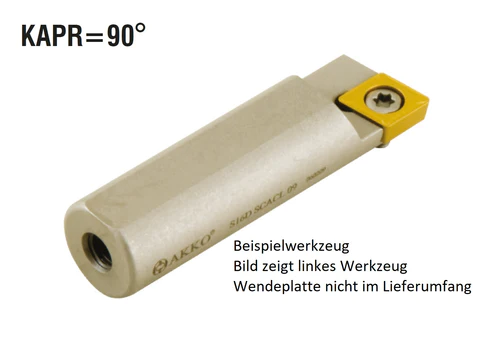 Akko-Kurzdrehhalter ø 16 mm für ISO-WSP CC.. 09T3..
rechts, 90° Anstellwinkel