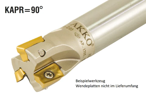 AKKO-Wendeplatten-Schaftfräser ø 16 mm, 90°, kompatibel mit ISO AP.. 1003..
Schaft-ø 16, ohne Innenkühlung, Z=2