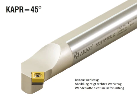 Akko-Bohrstange ø 25 mm für SC.T. 09T3..
rechts, 45° Anstellwinkel, ohne Innenkühlung